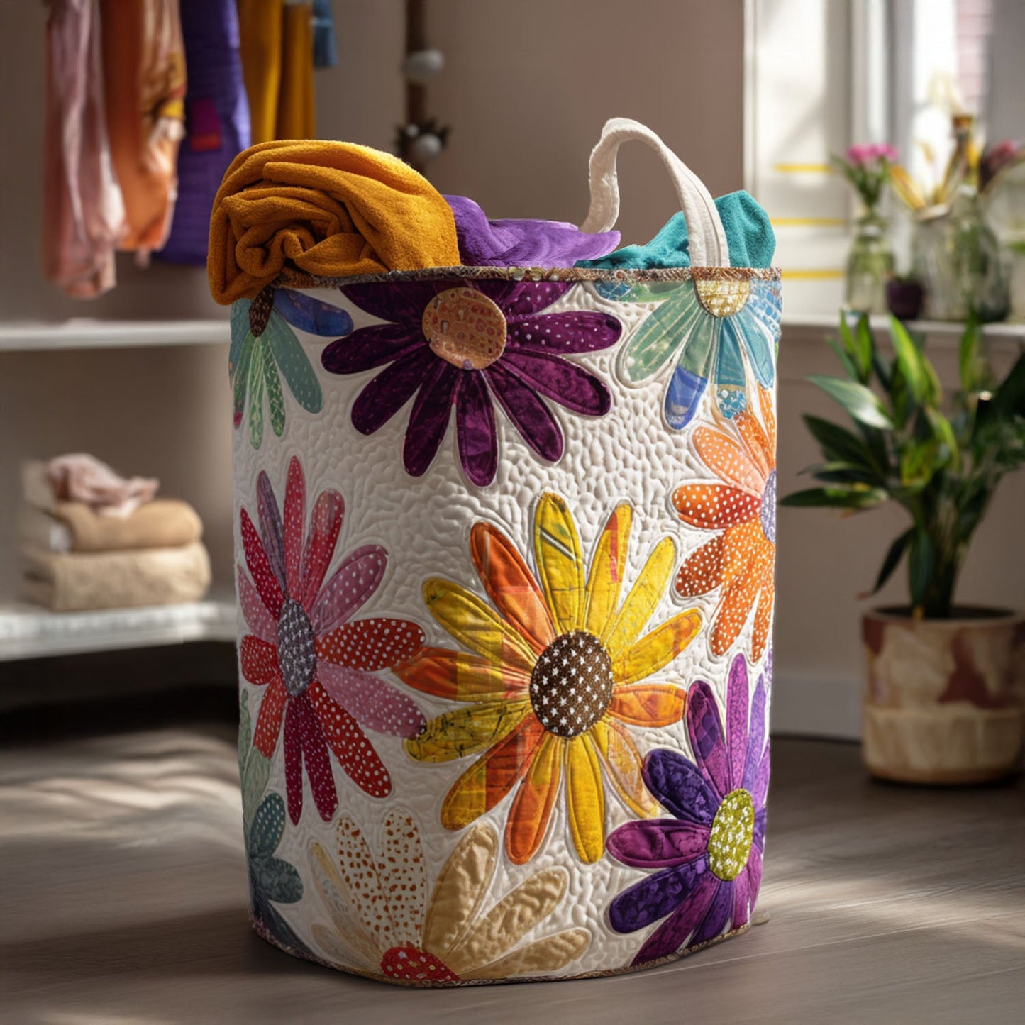 Vintage Garden Quilted Laundry Basket NCU0PTT840