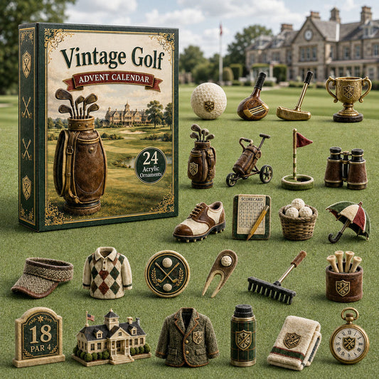 CHRISTMAS KICKOFF 40% OFF - Vintage Golf Advent Calendar 2026 - 24-Day Festive Countdown, Acrylic Charms Blind Box - Gift For Golf Lovers AC0HA045