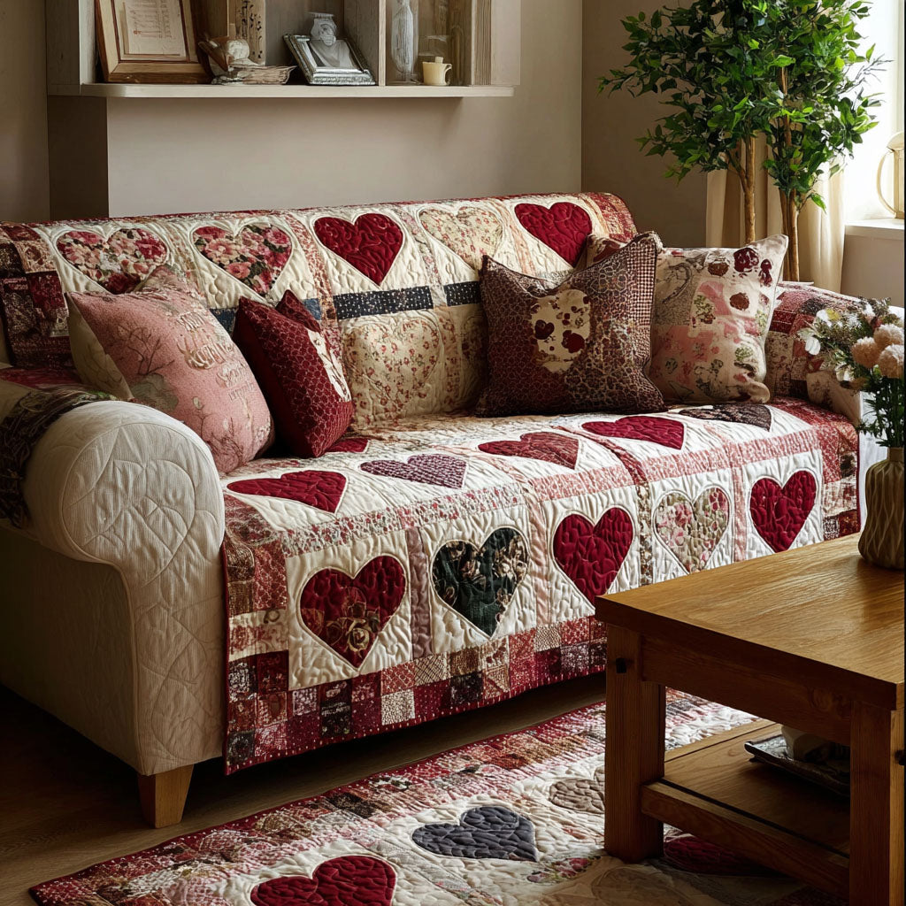 Vintage Heart Quilted Sofa Cover NCU0NNT2866