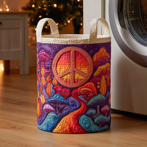 Vintage Hippie Sunrise Quilted Laundry Basket NCU0NXD1052