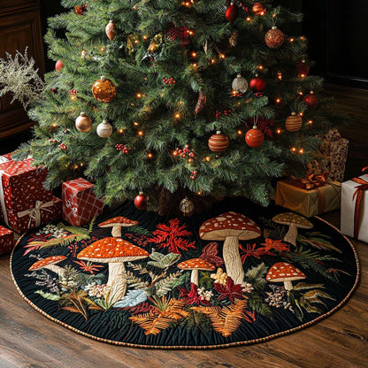 Vintage Mushroom Christmas Quilted Tree Skirt NCU0NNT2390