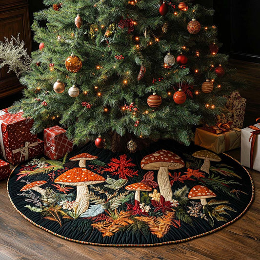 Vintage Mushroom Christmas Quilted Tree Skirt NCU0NNT2390