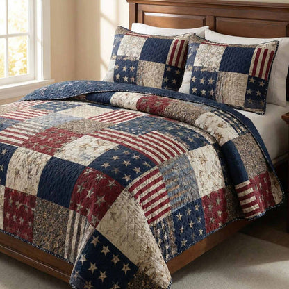 Vintage Patch 3-Piece Quilted Bedding Set NCU0NXD1622
