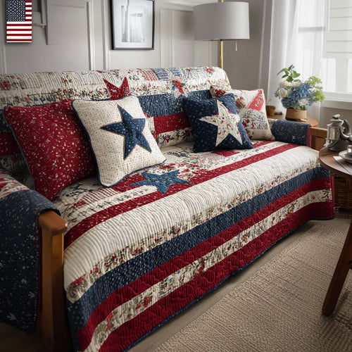 Vintage Patch Love Quilted Sofa Cover NCU0NNT2722