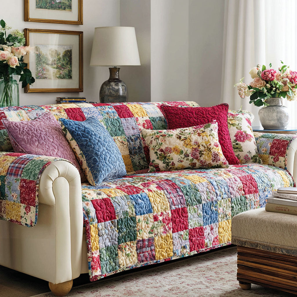 Vintage Patchwork Quilted Sofa Cover NCU0NNT2874