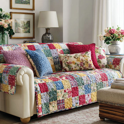 Vintage Patchwork Quilted Sofa Cover NCU0NNT2874