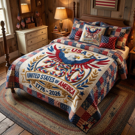 Vintage Patriotic Flight 3-Piece Quilted Bedding Set NCU0DQQ0765