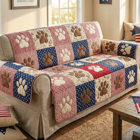 Vintage Paws Quilted Sofa Cover NCU0NTV1063