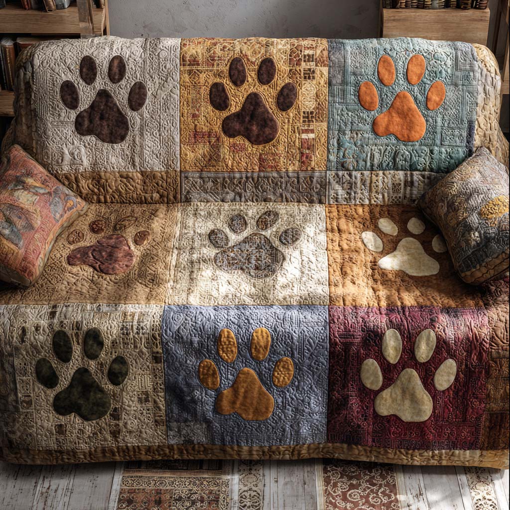 Vintage Paws Quilted Sofa Cover NCU0NXD1296