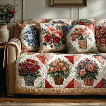 Vintage Petals Quilted Sofa Cover NCU0LDH209