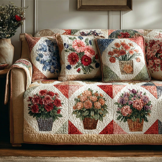 Vintage Petals Quilted Sofa Cover NCU0LDH209