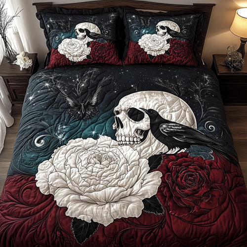 Vintage Skull Dreams 3-Piece Quilted Bedding Set NCU0TL2055