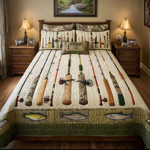Vintage Tackle 3-Piece Quilted Bedding Set NCU0LDH697
