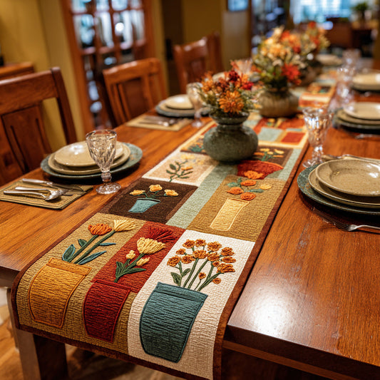 Vintage Vase Quilted Table Runner NCU0HNH863
