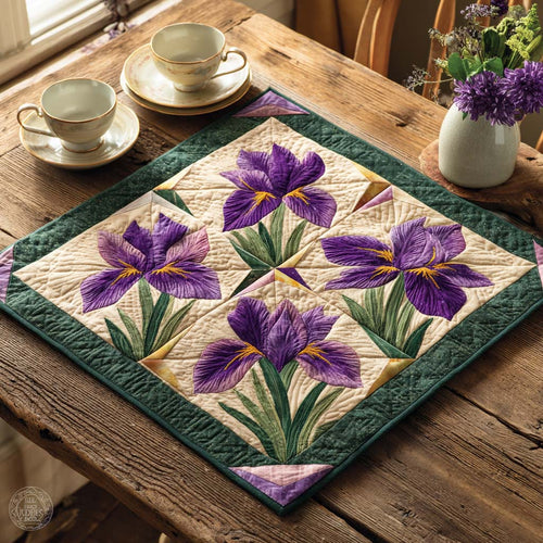 Violet Irises Quilted Table Topper NCU0NXD133