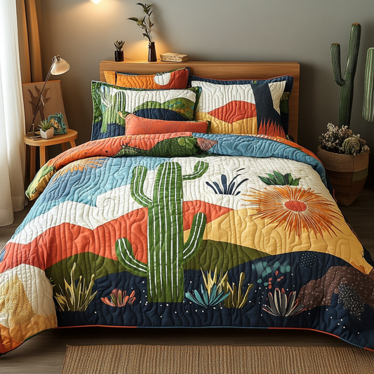Vivid Cactus Haven 3-Piece Quilted Bedding Set NCU0PVL005