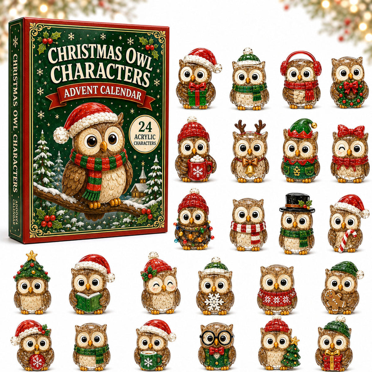 CHRISTMAS KICKOFF 40% OFF - Christmas Owl Advent Calendar 2026 - 24-Day Festive Countdown, Acrylic Charms Blind Box - Gift For Animal Lovers