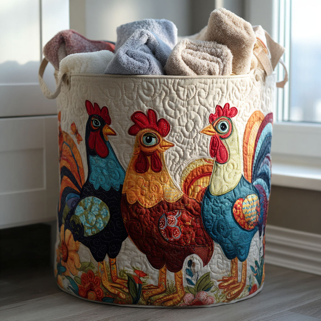 Wacky Feathers Quilted Laundry Basket NCU0PTT1669