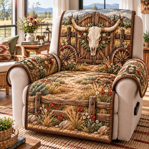 Wagon Wheel Ranch Quilted Sofa Cover NCU0NTD2396