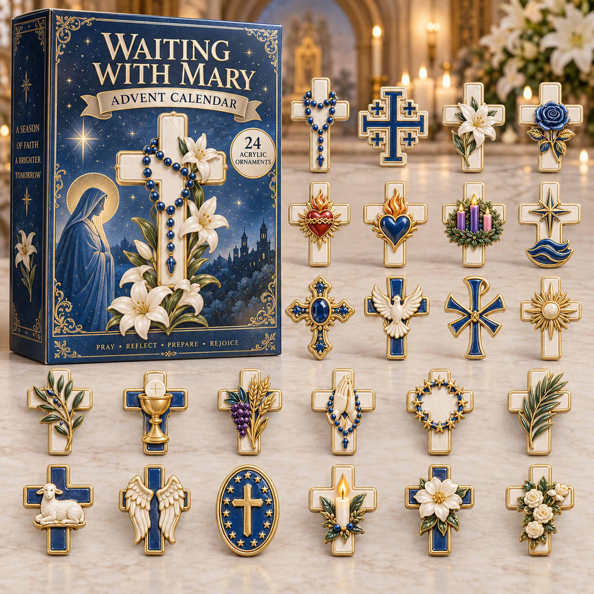 CHRISTMAS KICKOFF 40% OFF - Waiting With Mary Advent Calendar 2026 - 24-Day Festive Countdown, Acrylic Charms Blind Box - Gift For Family NCU0NTD2212