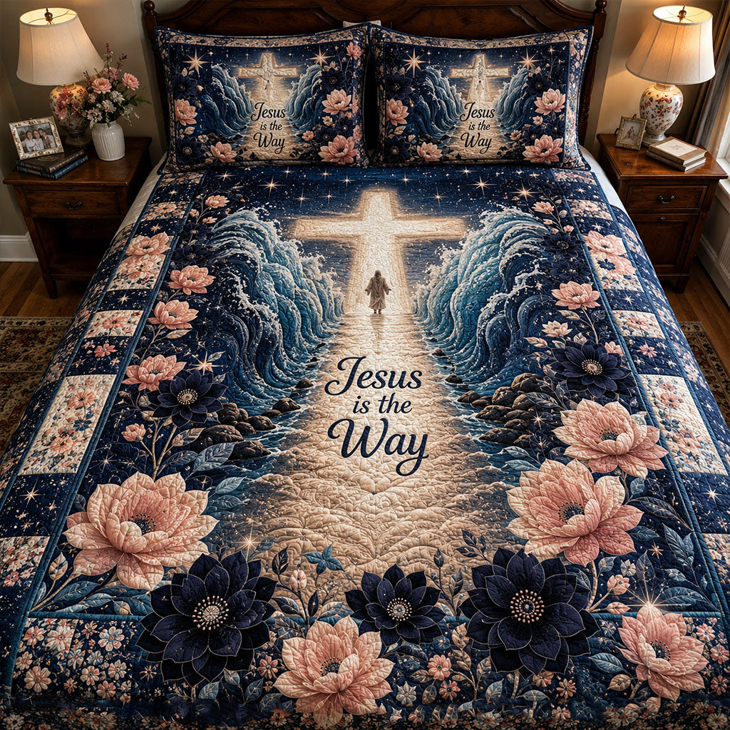 Walking In Faith 3-Piece Quilted Bedding Set NCU0PTT3391