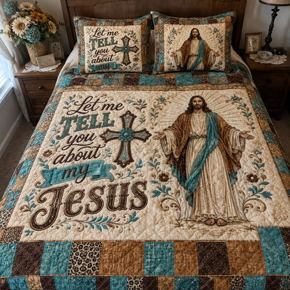 Walking With Jesus 3-Piece Quilted Bedding Set NCU0PTT3392