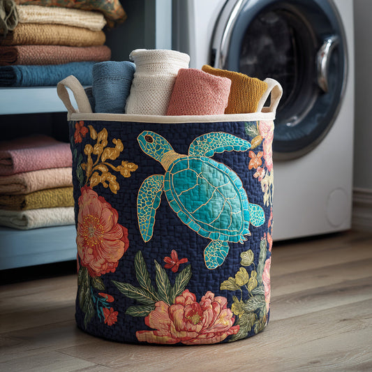 Wanderlust Turtle Garden Quilted Laundry Basket NCU0HNH229