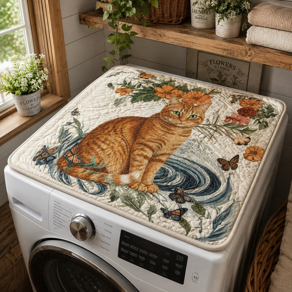 Warm Yellow Whiskers Quilted Washer and Dryer Cover NCU0PTT2100