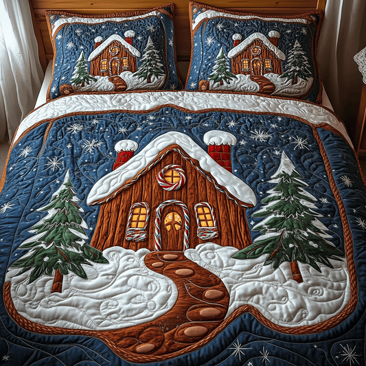 Warm Gingerbread Nights 3-Piece Quilted Bedding Set NCU0TH2222