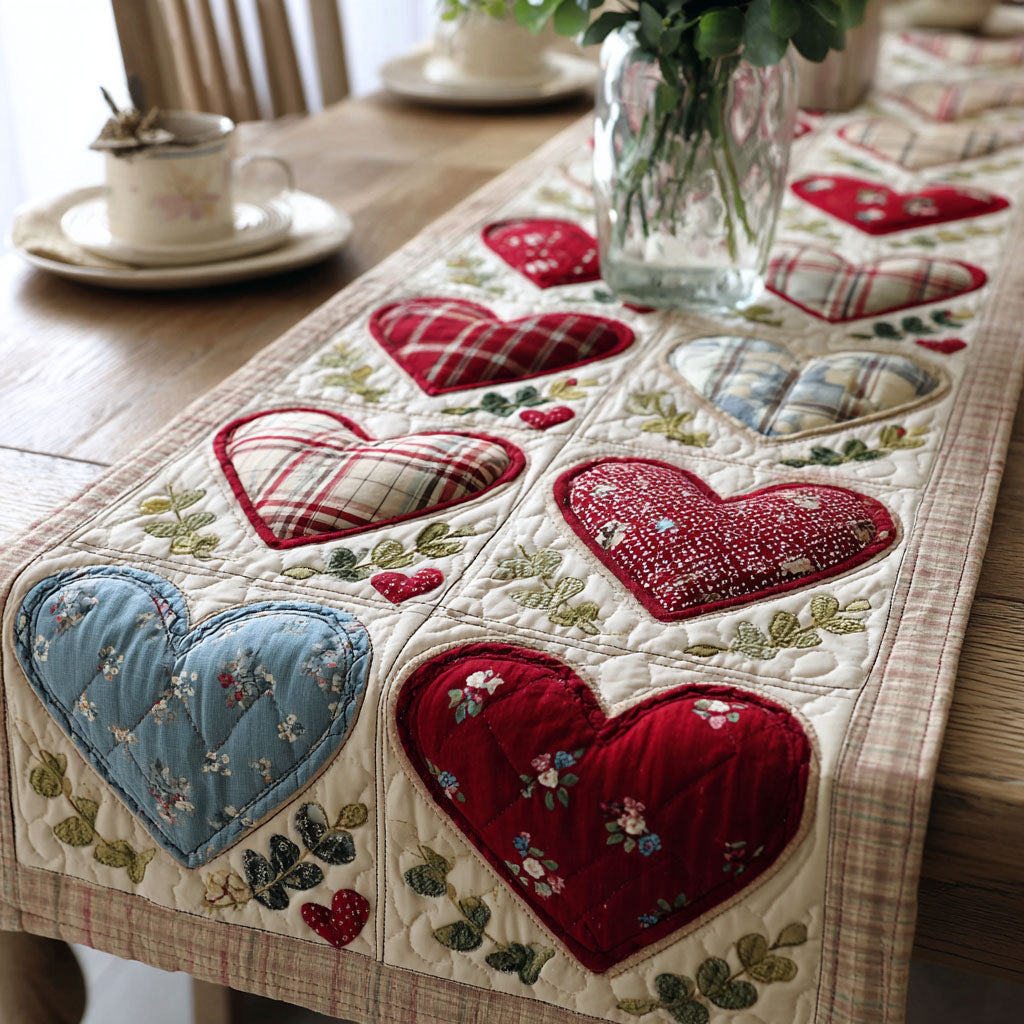 Warm Heart Patch Quilted Table Runner NCU0NNT2847