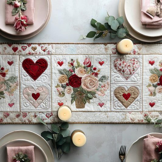 Warm Hearts Quilted Table Runner NCU0DV1813