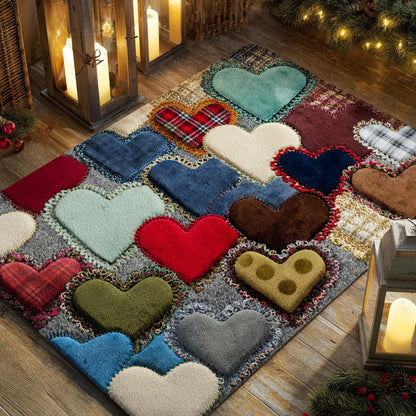 Warm Knit Heart Blocks Area Rug NCU0NXD1230
