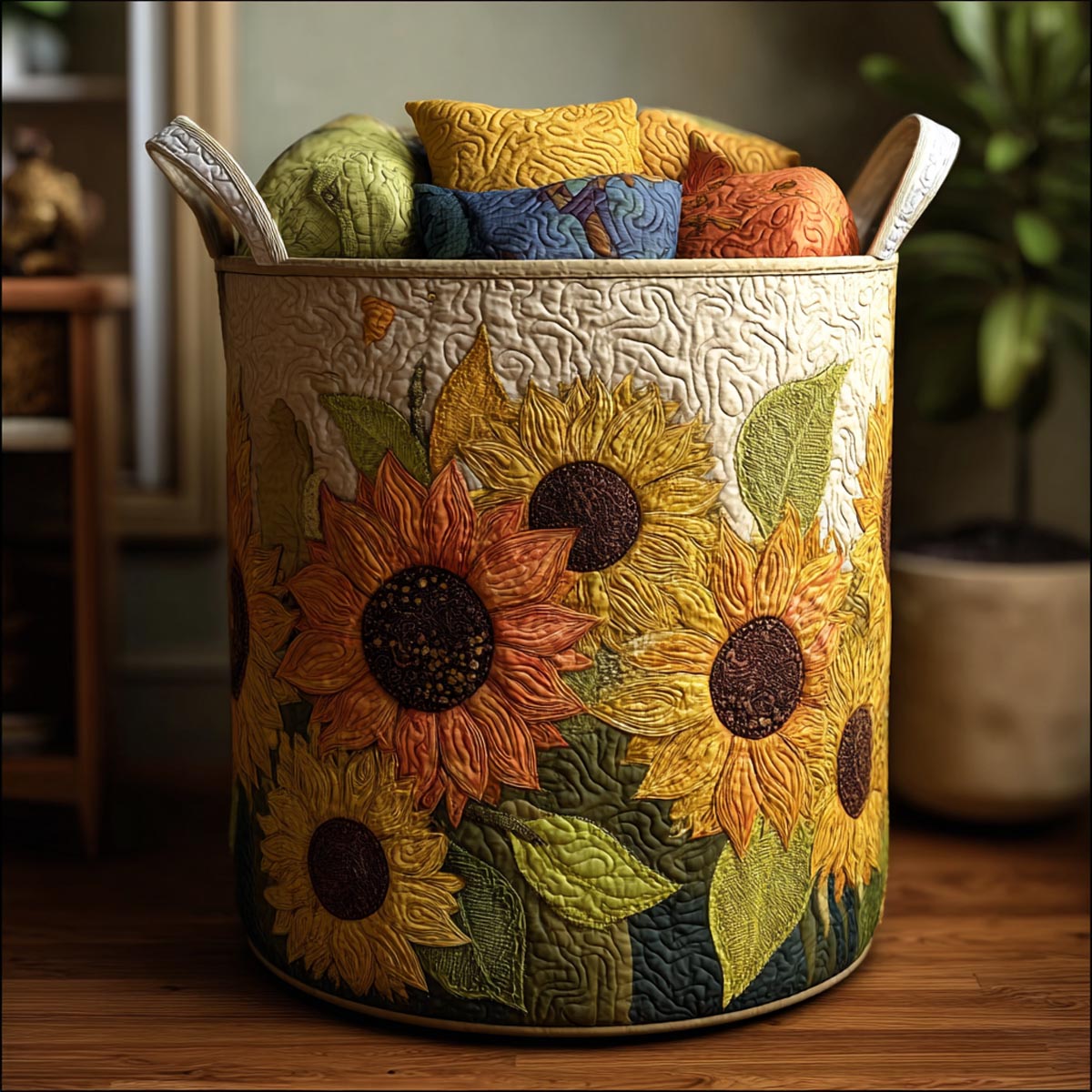 Warm Sunshine Quilted Laundry Basket NCU0DV1759
