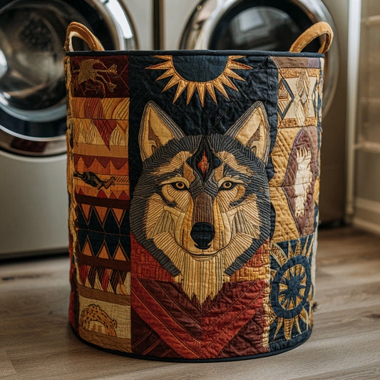 Warrior Tribal Wolf Quilted Laundry Basket NCU0HNH530