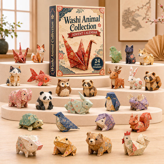 CHRISTMAS KICKOFF 40% OFF - Washi Animal Collection Advent Calendar 2026 - 24-Day Festive Countdown, Acrylic Charms Blind Box - Gift For Origami Lovers AC0TH224