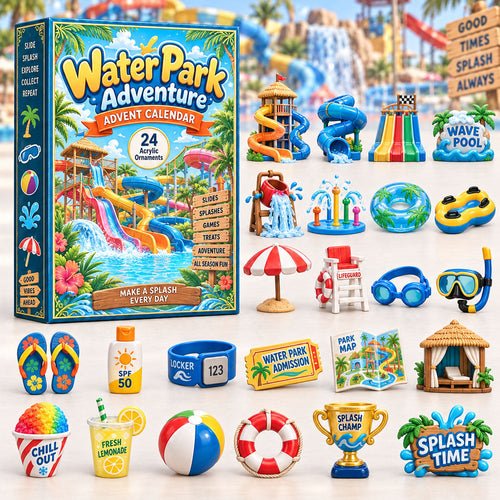 CHRISTMAS KICKOFF 40% OFF - Water Park Adventure Advent Calendar 2026 - 24-Day Festive Countdown, Acrylic Charms Blind Box - Gift For Kids Adventure AC0HA304