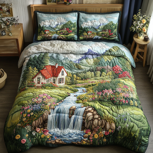 Waterfall Dream 3-Piece Quilted Bedding Set NCU0NVH348