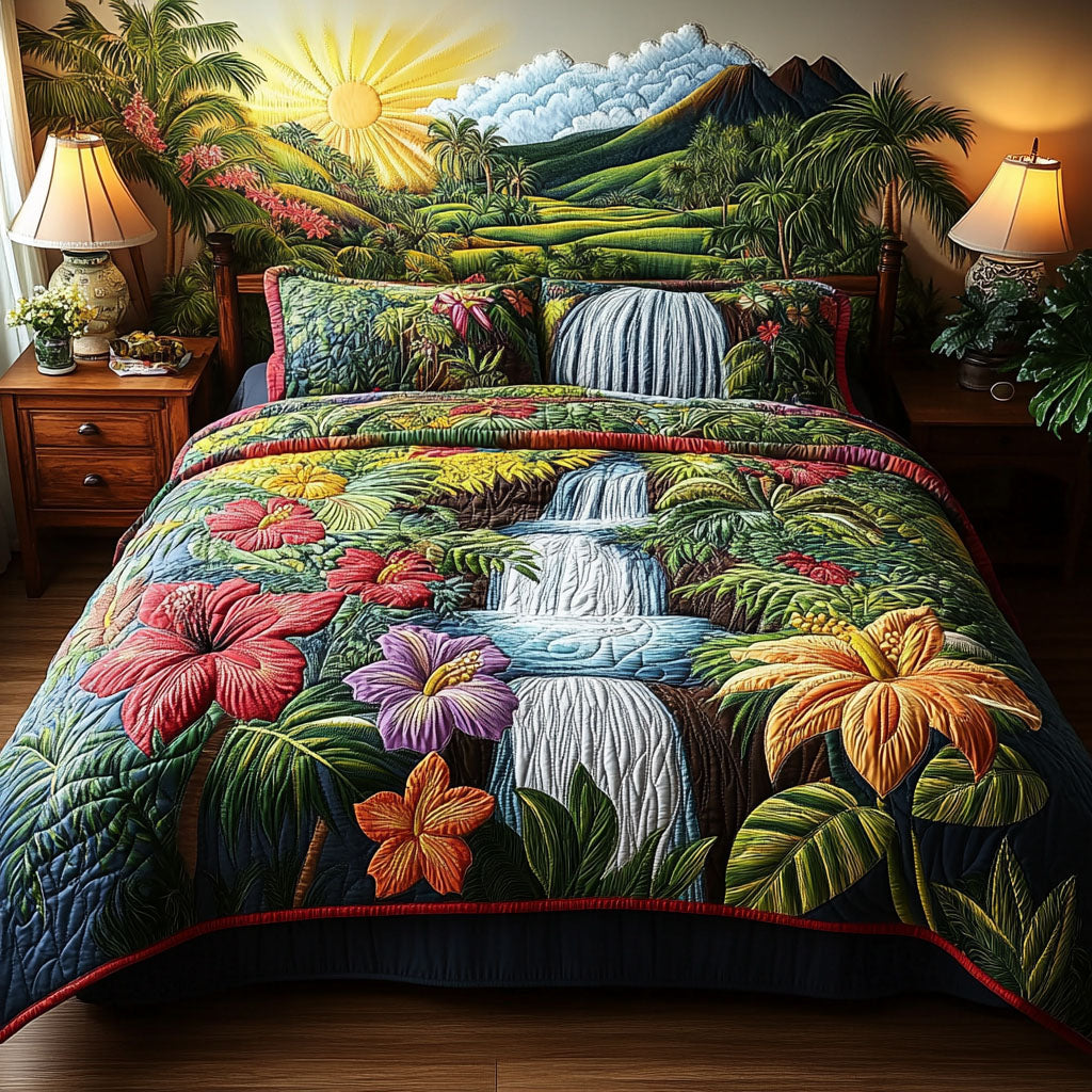 Waterfall Escape 3-Piece Quilted Bedding Set NCU0PTT231