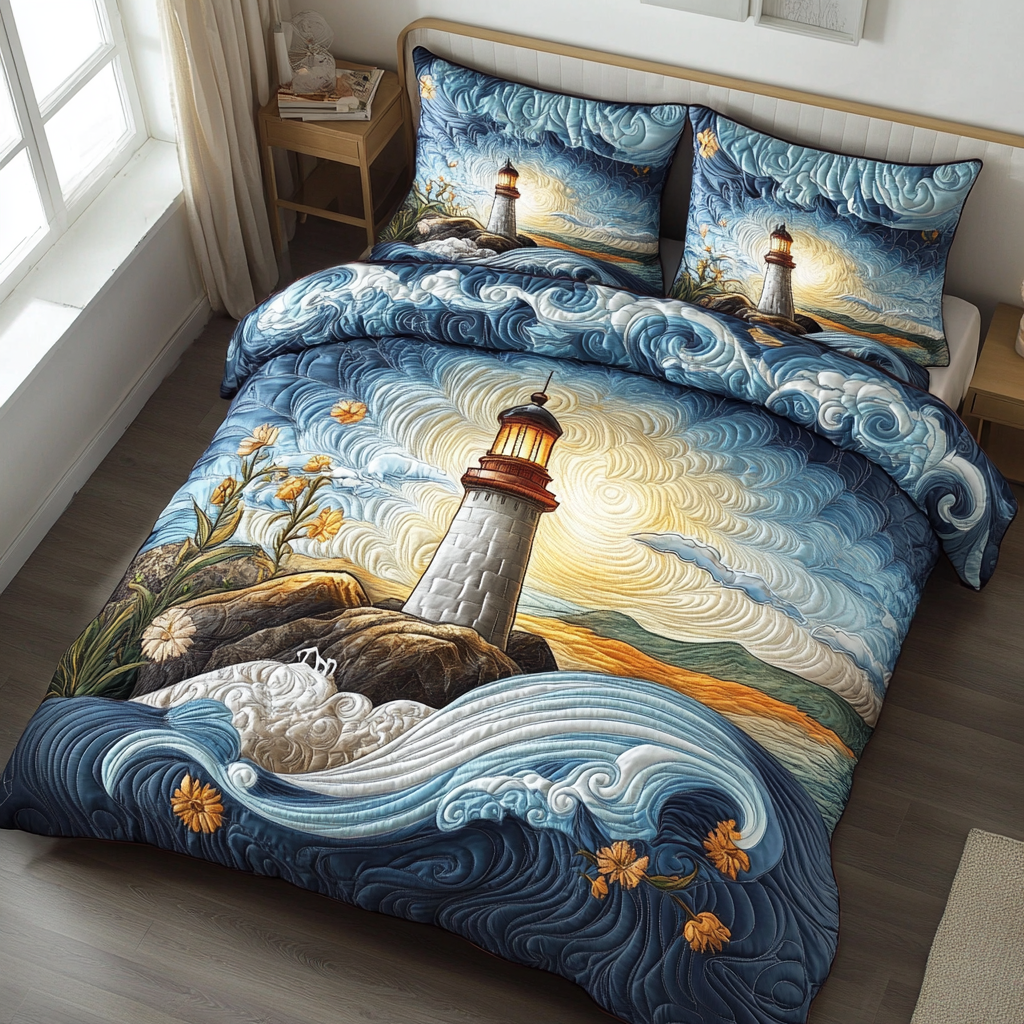 Wave Keeper 3-Piece Quilted Bedding Set NCU0PVL337 – Quiltnest