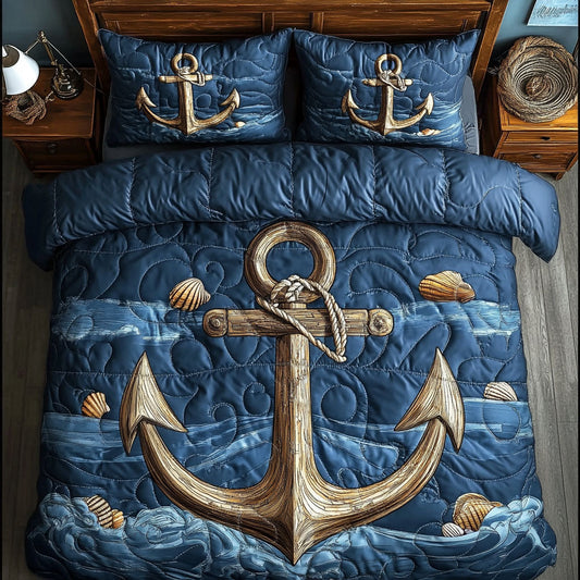 Weathered Anchor 3-Piece Quilted Bedding Set NCU0NNT325