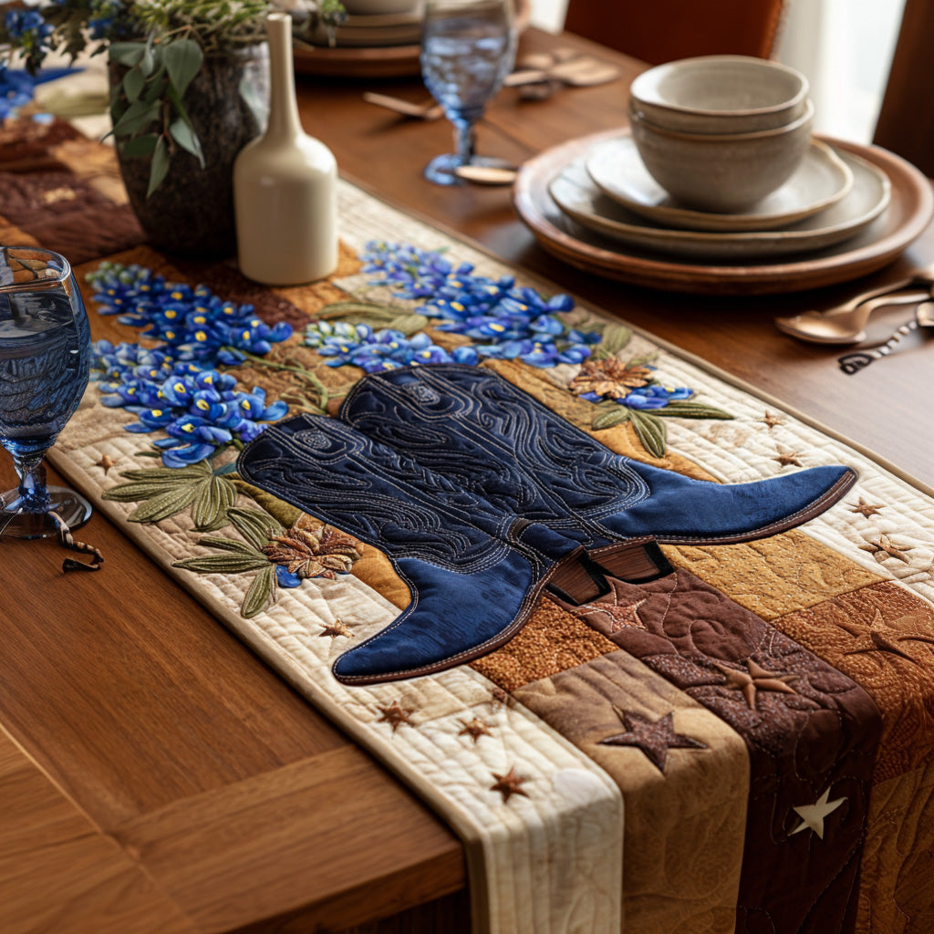 Western Blue Quilted Table Runner NCU0LDH543