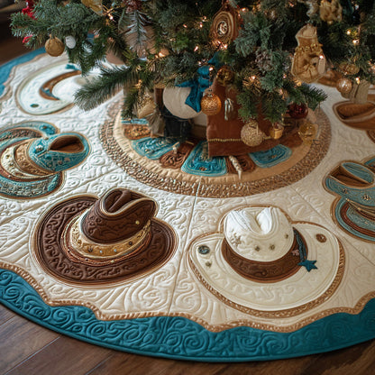 Western Frontier Hat Christmas Quilted Tree Skirt NCU0LDH129