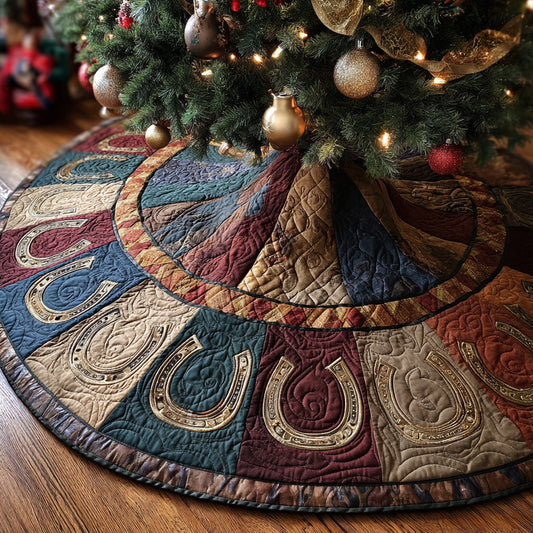 Western Heritage Horseshoe Christmas Quilted Tree Skirt NCU0LDH017