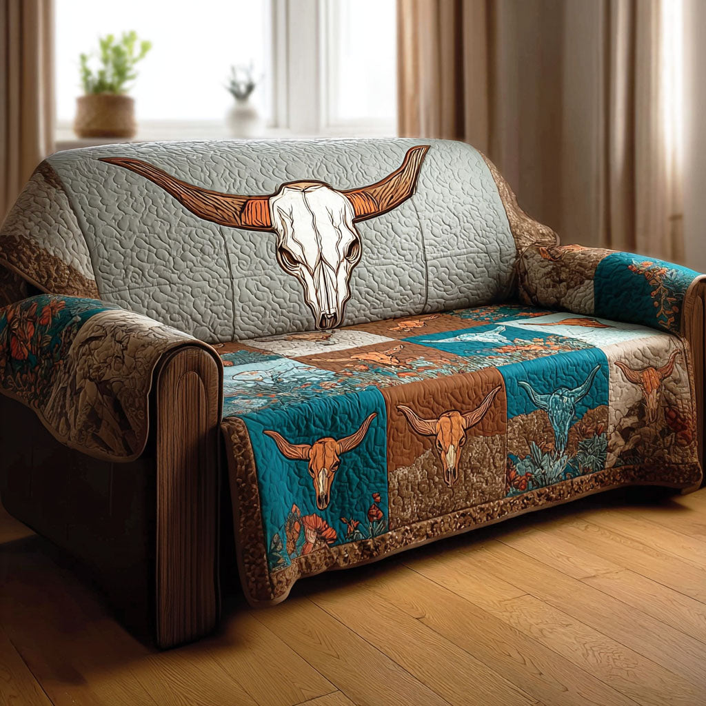 Western Longhorn Quilted Sofa Cover NCU0NTD1543