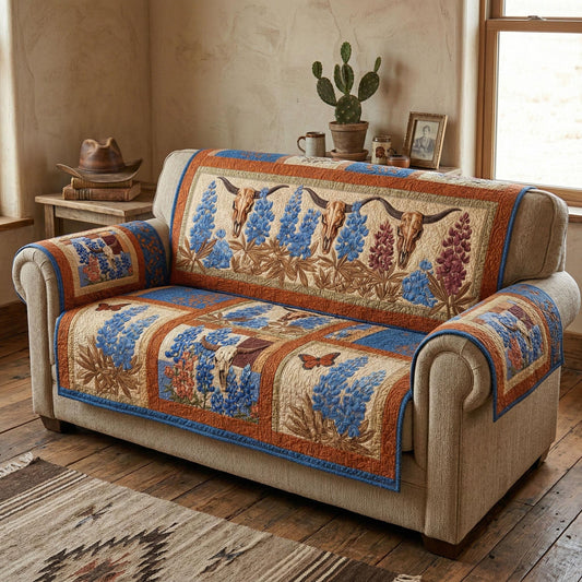 Western Longhorn Quilted Sofa Cover NCU0NTD1716