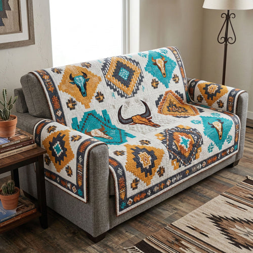 Western Skull Quilted Sofa Cover NCU0NTD1702