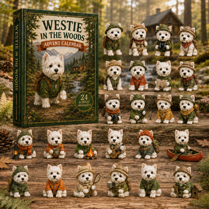 CHRISTMAS KICKOFF 40% OFF - Westie In The Woods Advent Calendar 2026 - 24-Day Festive Countdown, Acrylic Charms Blind Box - Gift For Dog Lovers AC0NT098