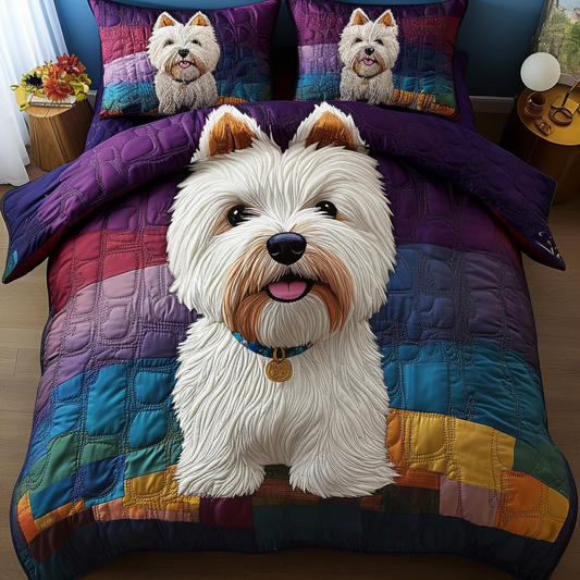 Westie Love 3-Piece Quilted Bedding Set NCU0DV445