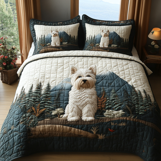 Westie Pride 3-Piece Quilted Bedding Set NCU0DV453