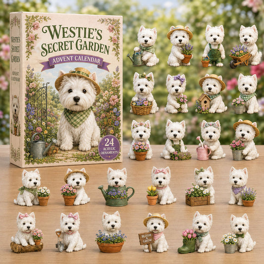 CHRISTMAS KICKOFF 40% OFF - Westie's Secret Garden Advent Calendar 2026 - 24-Day Festive Countdown, Acrylic Charms Blind Box - Gift For Dog Lovers AC0NT100